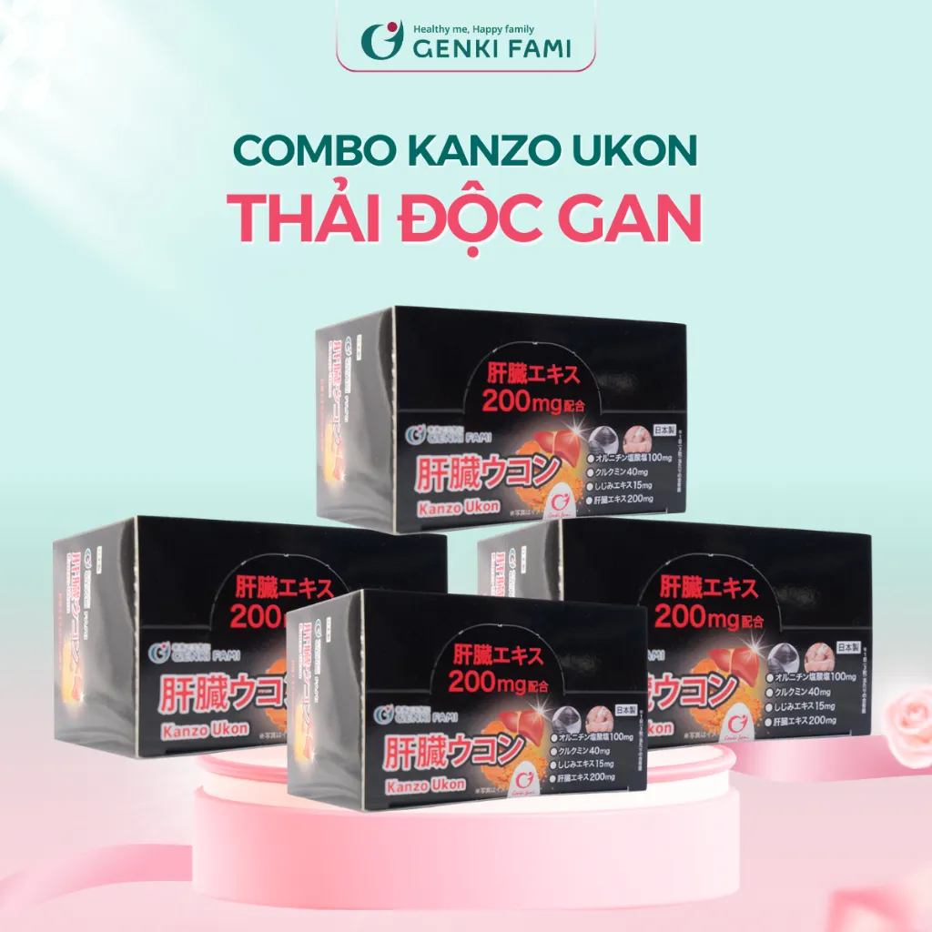 Ảnh Combo Viên Uống Thải Độc Mát Gan, Giúp Giảm Căng Thẳng Mệt Mỏi, Kanzo Ukon Genki Fami Nhật Bản Hộp 30 Viên Date T2/2026 1