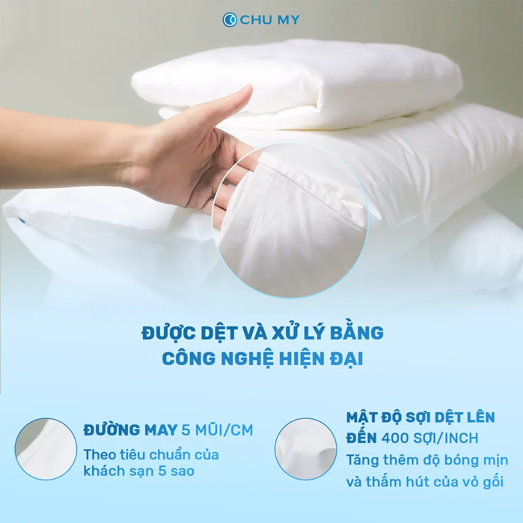 Ảnh Combo vỏ gối trắng CHU MY, 100% cotton, nhiều kích thước lựa chọn 2