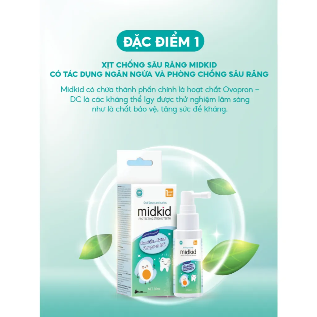 Ảnh Combo Xịt chống sâu răng Midkid vị nho 30ml + Bọt tâp đánh răng Midkid vị dâu 60ml cho bé từ 1 tuổi 2