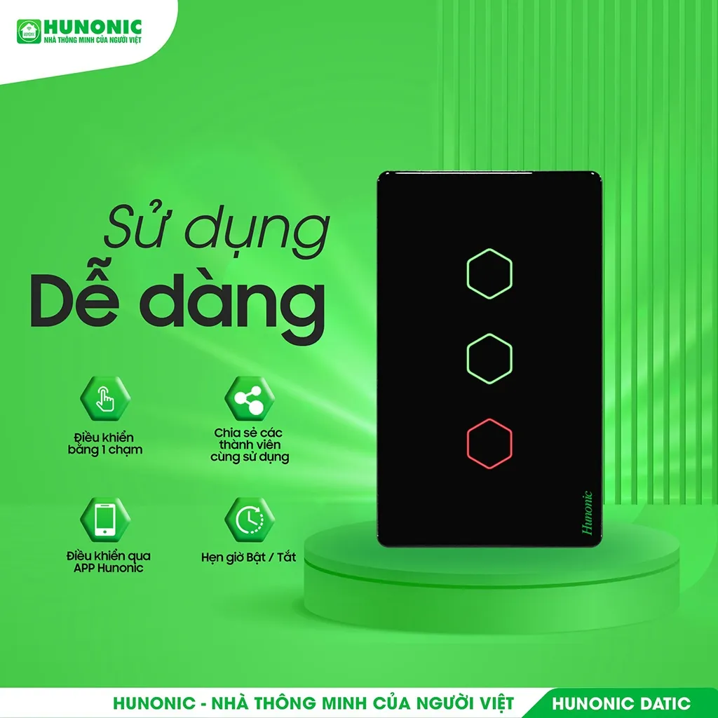 Ảnh Công Tắc Cảm Ứng Wifi Hunonic Datic, Công Tắc Kèm Ổ Cắm 2IN1 - HNSW02M 3