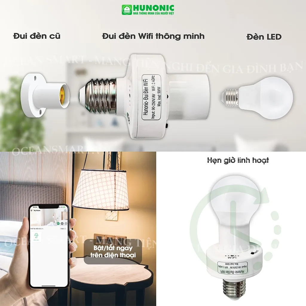 Ảnh Công Tắc Cảm Ứng Wifi Thông Minh Hunonic, Giá Rẻ, Công Tắc Hẹn Giờ, Điều Khiển Từ Xa Qua Điện Thoại 3