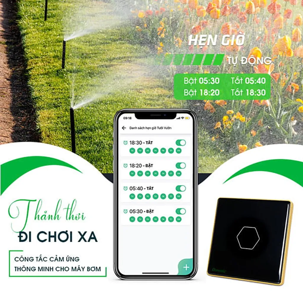 Ảnh Công Tắc Thông Minh Wifi Hunonic, Công Tắc Điều Khiển Từ Xa Qua Điện Thoại Hình Vuông - HNSV 2