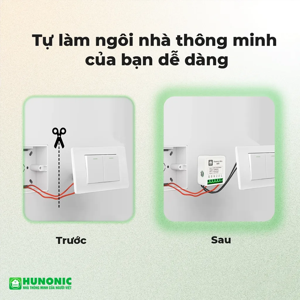 Ảnh Công Tắc Thông Minh Wifi Hunonic Mini, Công Tắc Điều Khiển Từ Xa Qua Điện Thoại - HNMN02 4