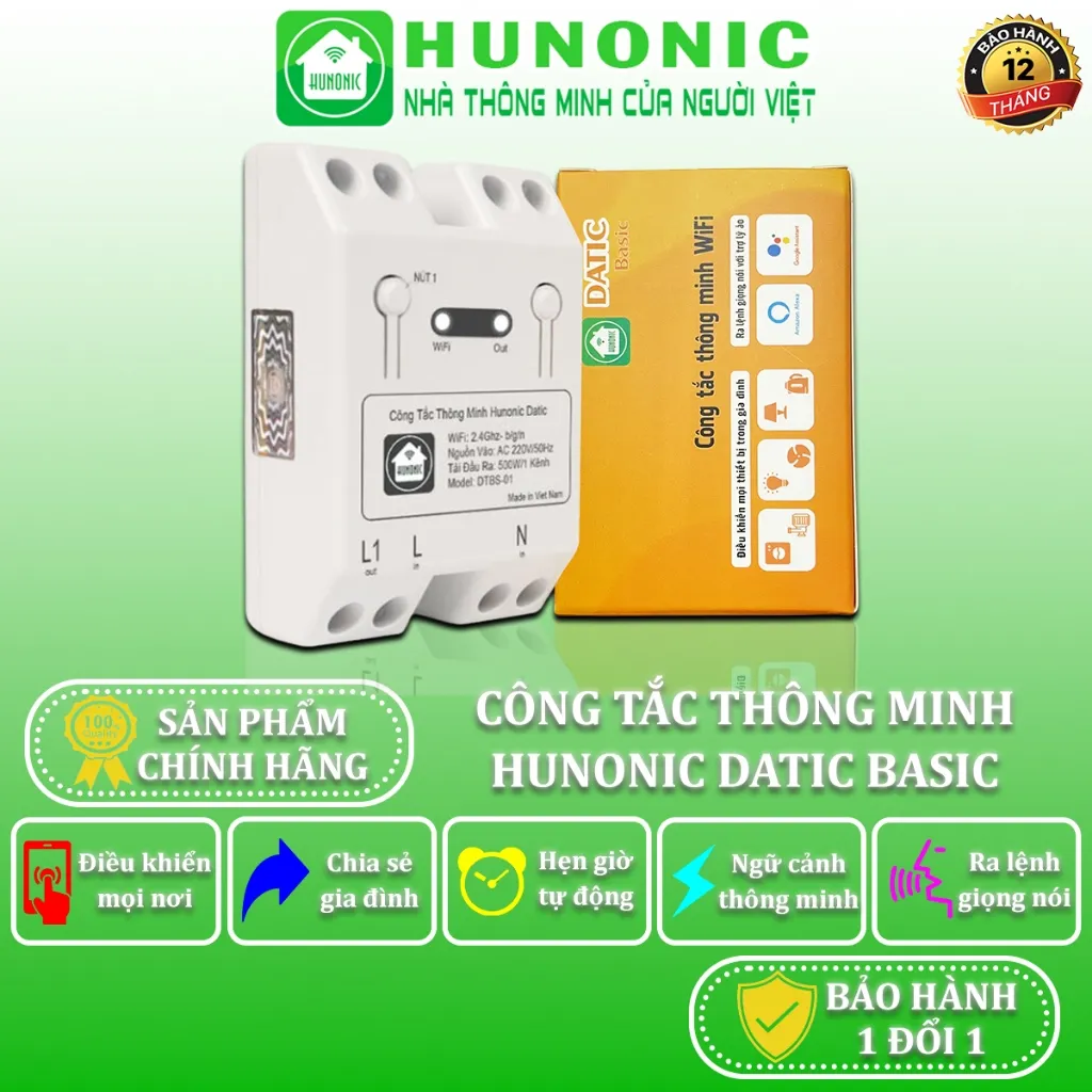 Đánh Giá Công Tắc Wifi Giá Rẻ Hunonic Datic Basic DTBS01: Nhà Thông Minh Chỉ Từ 99K!