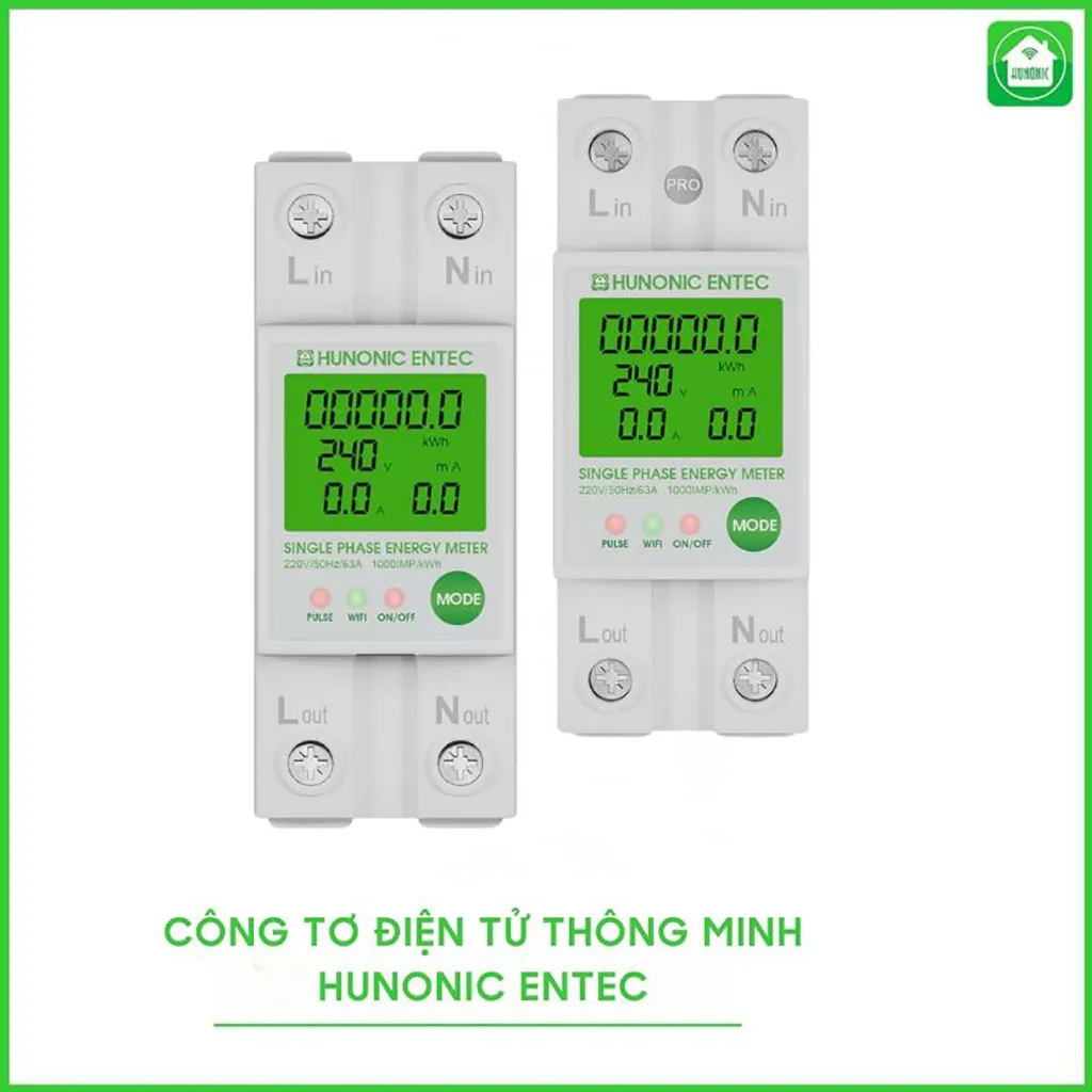 Ảnh Công Tơ Điện Tử Wifi Hunonic Entec, Giám Sát, Đóng Cắt, Đo Điện Năng Tiêu Thụ Từ Xa Qua Điện Thoại - HNCTD 3