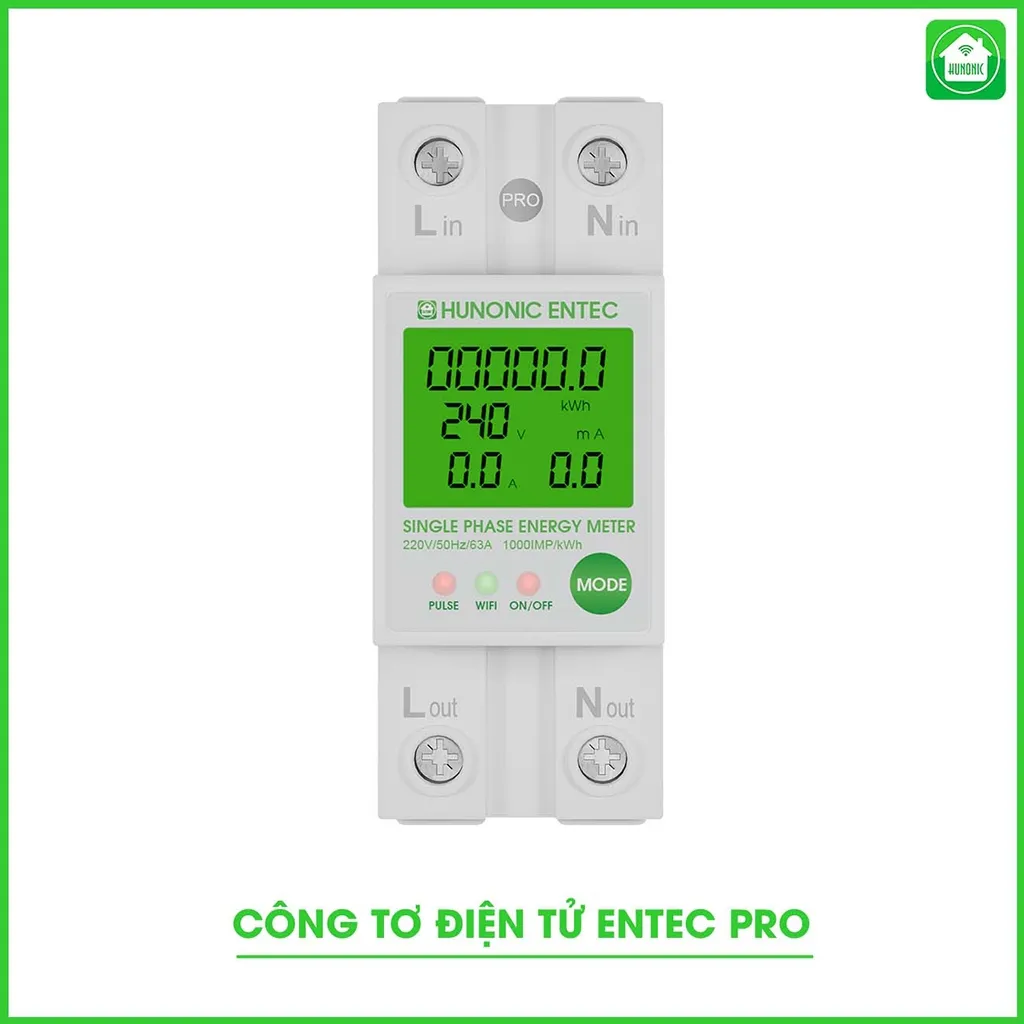 Ảnh Công Tơ Điện Tử Wifi Hunonic Entec, Giám Sát, Đóng Cắt, Đo Điện Năng Tiêu Thụ Từ Xa Qua Điện Thoại - HNCTD 4