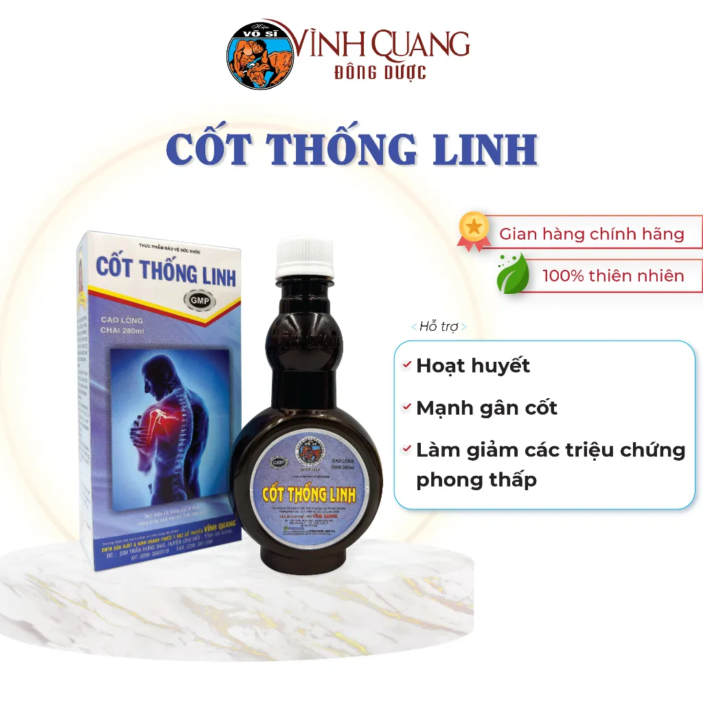 Ảnh Cốt Thống Linh VĨNH QUANG chai 280ml - Hỗ trợ hoạt huyết, phong thấp, thấp khớp, đau lưng 1