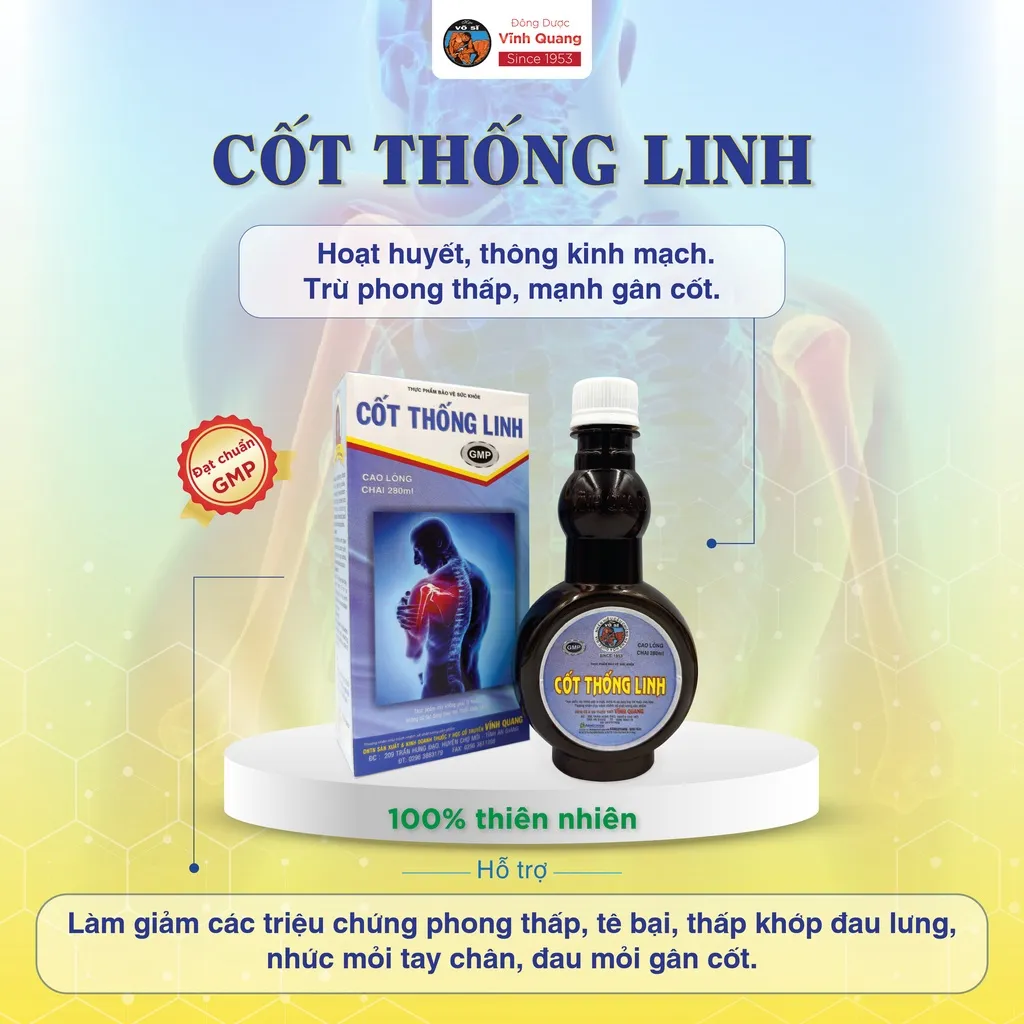 Ảnh Cốt Thống Linh VĨNH QUANG chai 280ml - Hỗ trợ hoạt huyết, phong thấp, thấp khớp, đau lưng 2