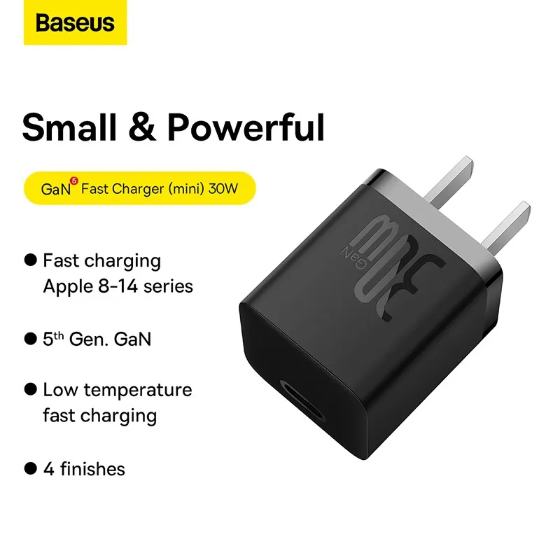 Ảnh Củ Sạc Baseus 30W GaN5 Hỗ Trợ Sạc Nhanh PD QC PPS với Cáp Type C cho phone kèm dây 30W 1