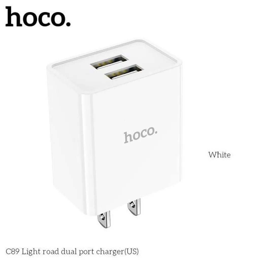 Ảnh Củ sạc Hoco C89 2 cổng USB, sạc nhanh 2.1A Max, thích hợp với nhiều dòng điện thoại, chân cắm tiêu chuẩn US 1