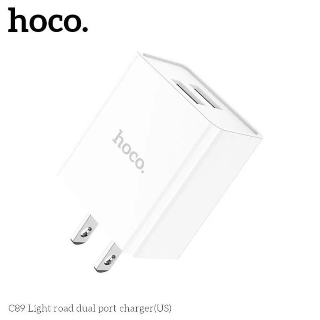 Ảnh Củ sạc Hoco C89 2 cổng USB, sạc nhanh 2.1A Max, thích hợp với nhiều dòng điện thoại, chân cắm tiêu chuẩn US 2