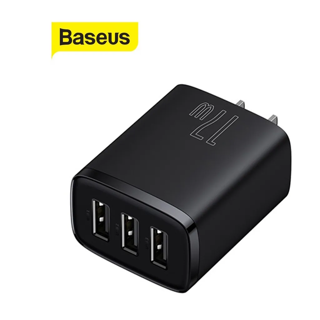Ảnh Củ sạc nhanh 17W Baseus Compact Charger 3 cổng USB chân cắm US sạc nhiều thiết bị cùng lúc( Đen ) 1