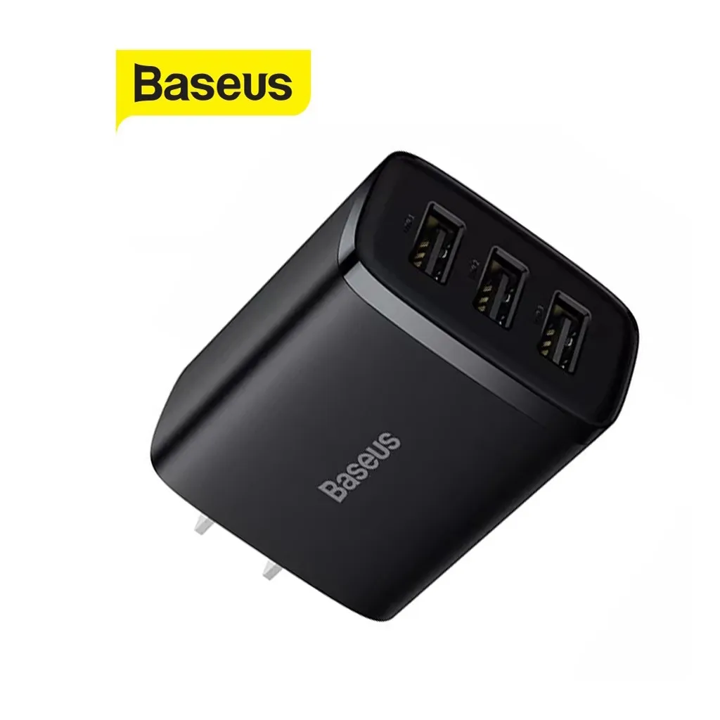 Ảnh Củ sạc nhanh 17W Baseus Compact Charger 3 cổng USB chân cắm US sạc nhiều thiết bị cùng lúc( Đen ) 2
