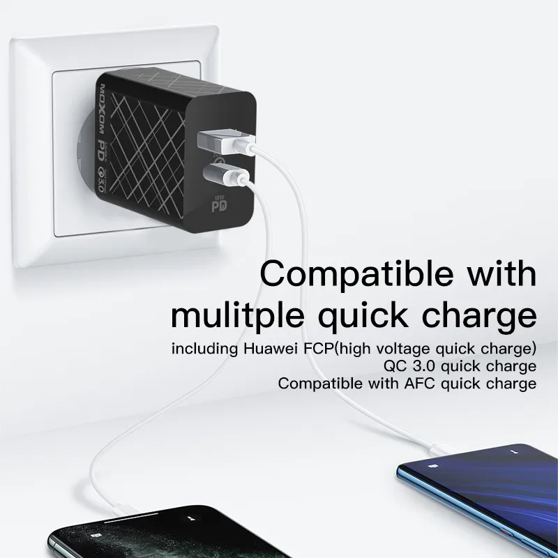 Ảnh Củ sạc nhanh 2 cổng PD / USB / 3A 22.5W sạc nhanh cho iPhone, iPad, Samsung, Xiaomi, Huawei, Oppo 1