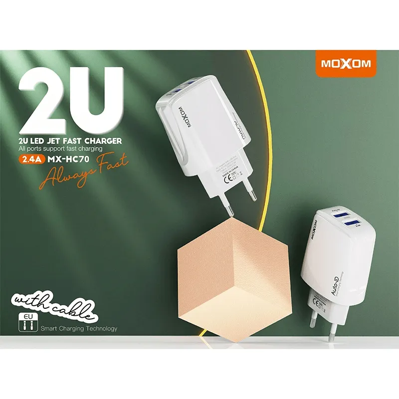 Ảnh Củ sạc nhanh 2 Cổng USB 5V / 2.4A sạc nhanh cho iPhone, iPad, Smartphone Android HC70 AUTO-ID 3
