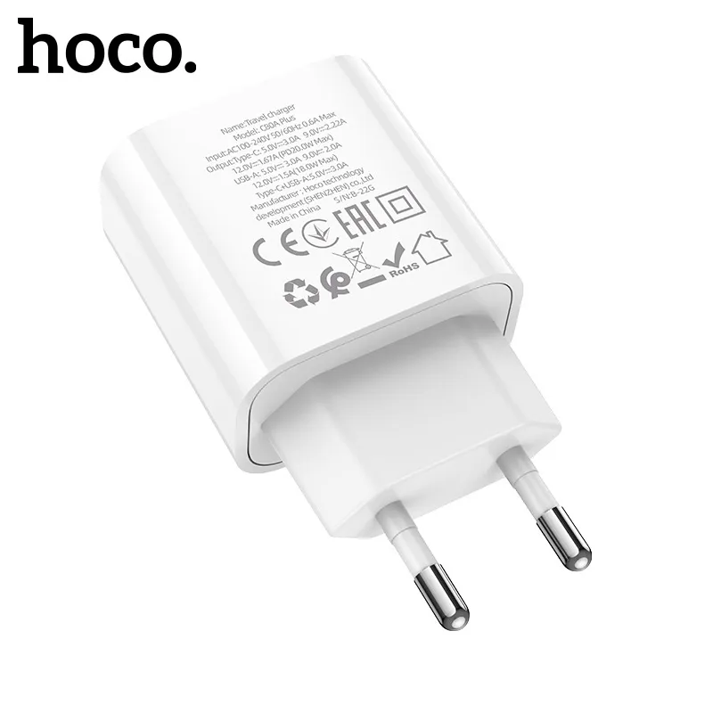 Ảnh Củ sạc nhanh 20W Hoco C80A Plus 2 cổng USB/18W - PD 20W hố trợ sạc nhanh cho Smartphone 1