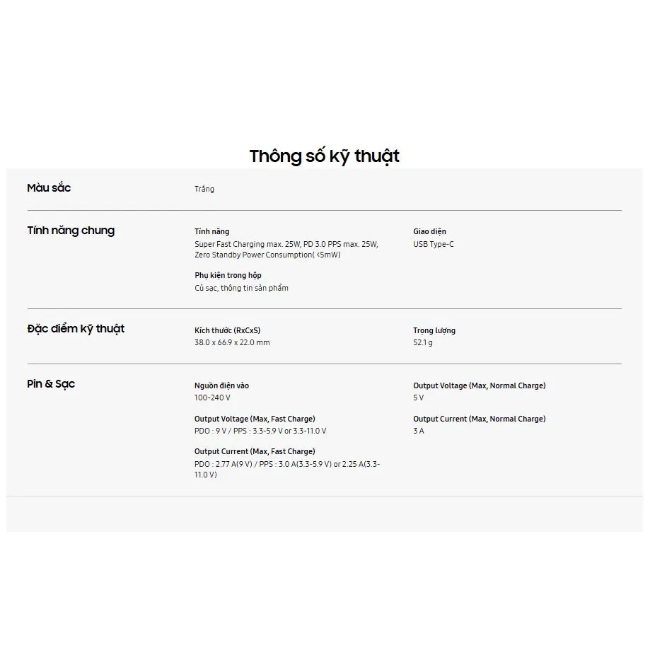 Ảnh Củ sạc nhanh 25W Samsung EP-T2510 | Cổng Type-C - Công nghệ GaN Power Delivery | Bảo hành 12 tháng 3