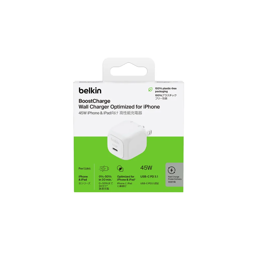 Ảnh Củ sạc nhanh 45W Belkin 1 cổng USB-C, PD 3.0 PPS GanN - Màu trắng 2