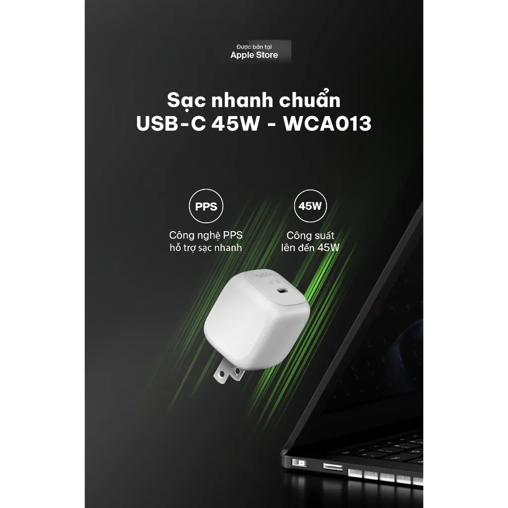 Ảnh Củ sạc nhanh 45W Belkin | chuẩn USB-C PD PPS Cubic Wall Charger | Nhỏ gọn, An toàn, chuẩn sạc nhanh 1