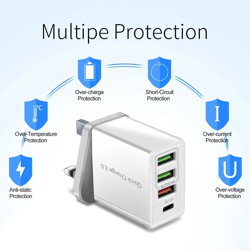 Ảnh Củ Sạc Nhanh 48W 3 USB + PD 18w 3.0 Chất Lượng Cao Pffee 4