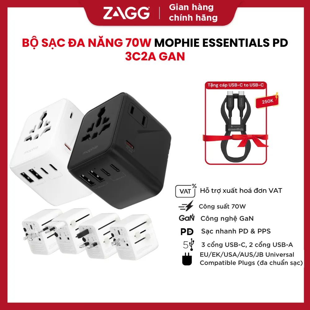 Ảnh Củ sạc nhanh đa năng 35W/70W  Mophie Essential 3C2A công nghệ GaN - dành cho iPhone / iPad / Android 2