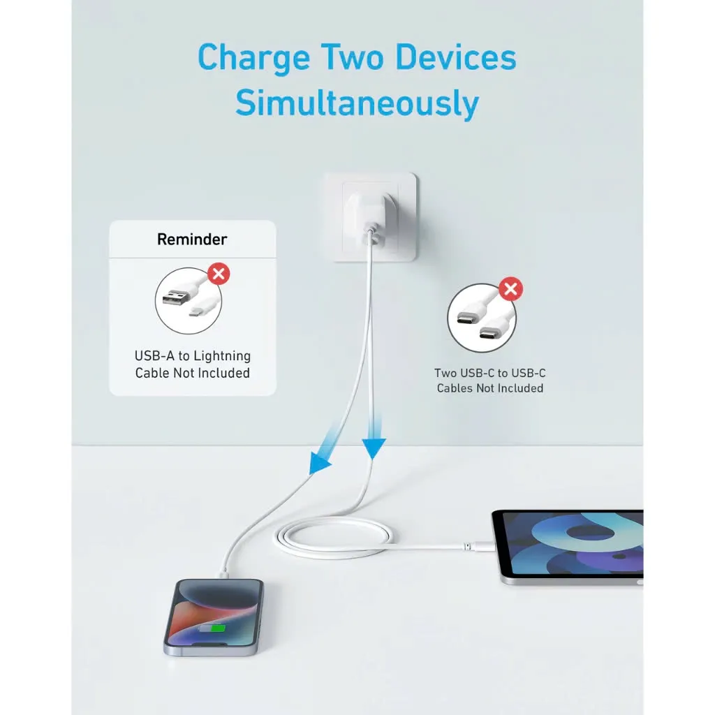 Ảnh Củ sạc nhanh Anker PD công suất 20W 2 cổng 1 USB-A & 1USB-C - A2348 2