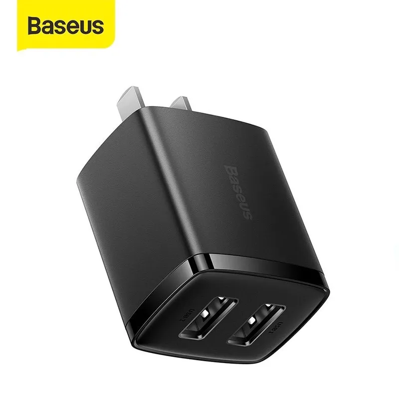 Ảnh Củ sạc nhanh BASEUS Compact 2 cổng USB sạc nhanh 2.1A/10.5W, trang bị chip sạc thông minh, tiện lợi (ĐEN) 4
