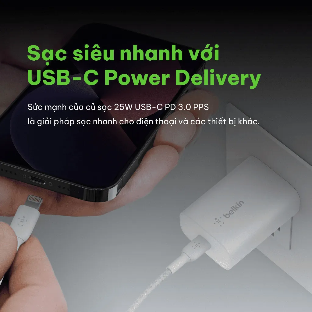 Ảnh Củ sạc nhanh Belkin BOOST↑CHARGE™ 25W, chuẩn USB-C PD PPS, sạc nhanh an toàn cho thiết bị 2