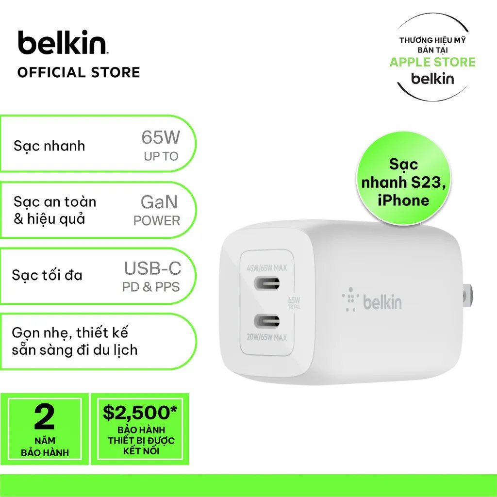 Đánh Giá Củ Sạc Nhanh Belkin PRO GaN 65W 2 Cổng USB-C: Nhỏ Gọn, Mạnh Mẽ, An Toàn