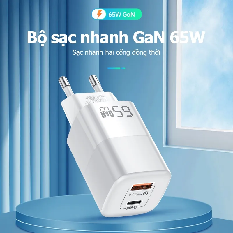 Ảnh Củ Sạc Nhanh Kuulaa GaN 65W USB C QC PD 4.0 3.0 USB-C Type C Cho Macbook Pro IPhone Samsung 2