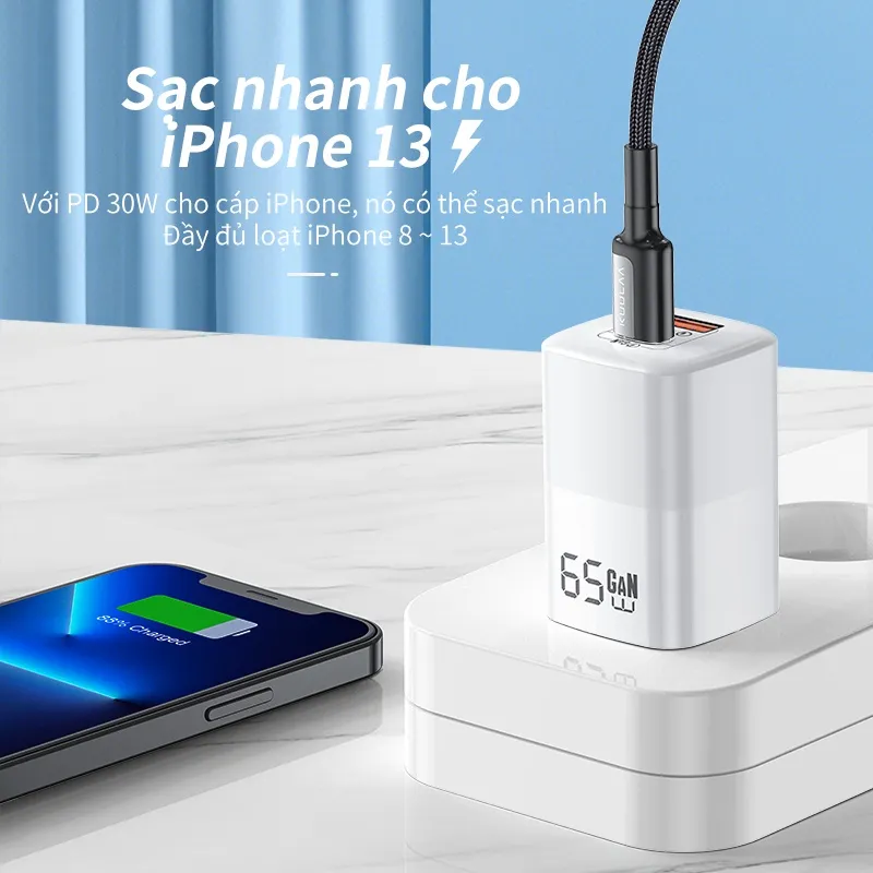Ảnh Củ Sạc Nhanh Kuulaa GaN 65W USB C QC PD 4.0 3.0 USB-C Type C Cho Macbook Pro IPhone Samsung 4