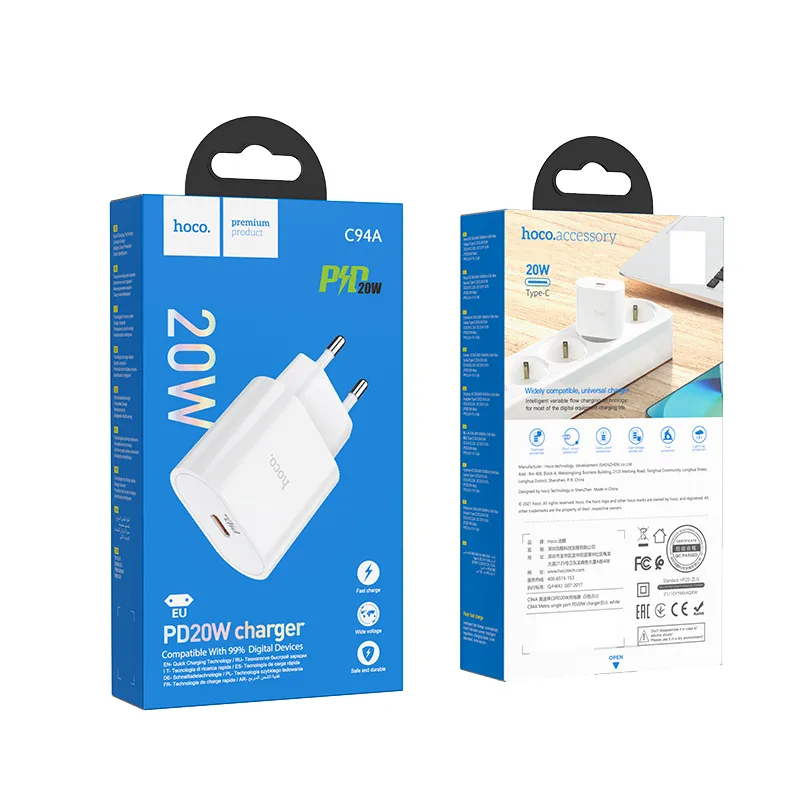 Ảnh Củ Sạc Nhanh PD 20W Hoco C94A Type C Dùng Cho IP,Ss,.và các dòng mày khác Vật Liệu PC chống cháy nổ 1