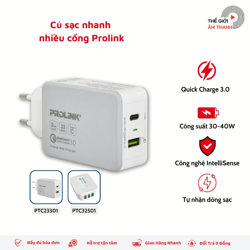 Ảnh Củ sạc nhanh Prolink công suất 30W - 40W - CHÍNH HÃNG STORE 1