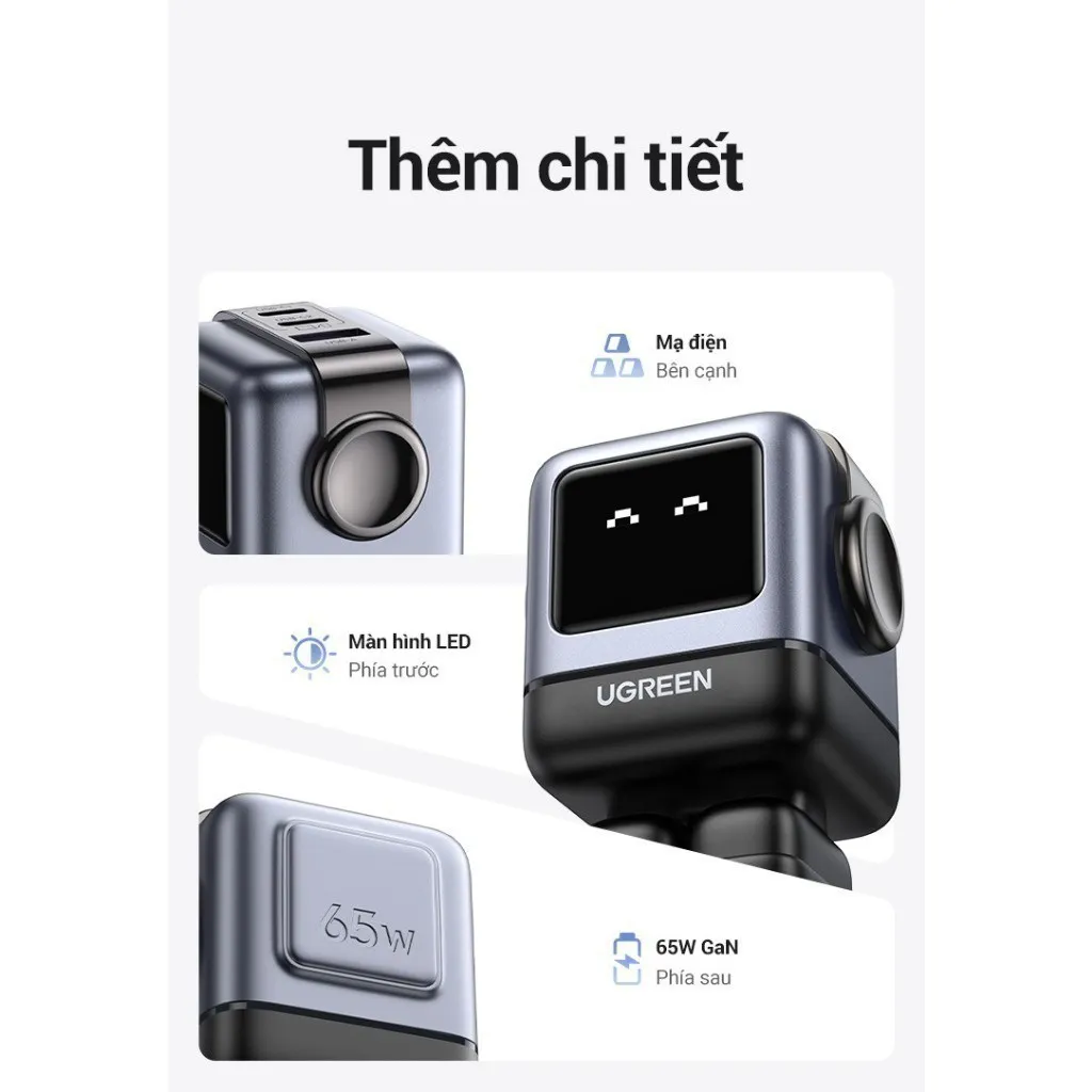 Ảnh Củ sạc nhanh Robot 30W/65W UGREEN CD319/CD359 | Công nghệ GaN | Bảo hành 18 tháng 3