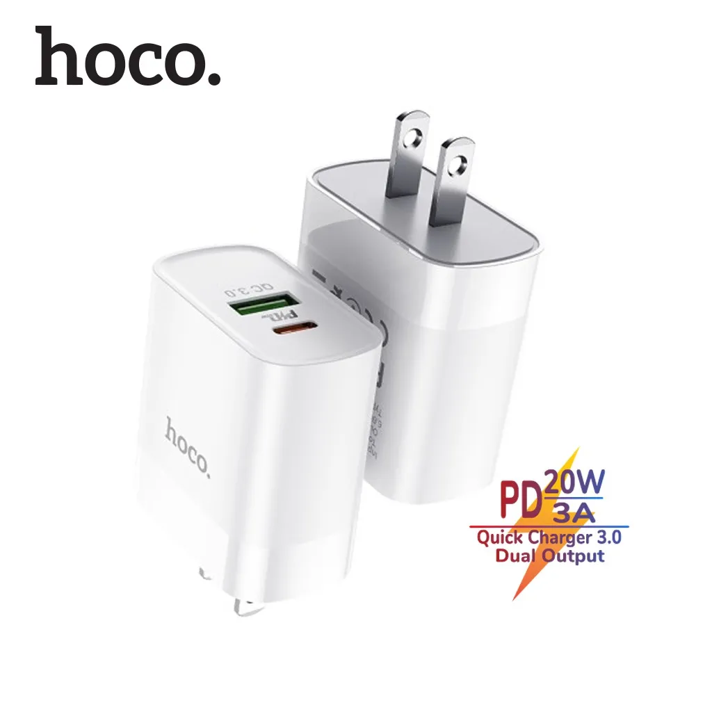 Ảnh Củ sạc PD 20W Hoco C80 2 cổng ( USB + Type-C ) sạc nhanh tối đa 3A, Q.C 3.0, tương thích nhiều thiết bị, tiện lợi ( US ) 3