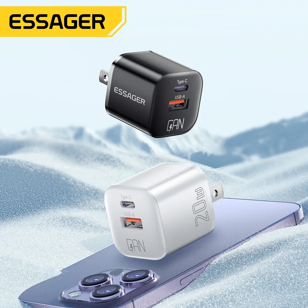 Ảnh Cục sạc nhanh ESSAGER 20W USB Type C QC 3.0 thích hợp cho iP 14 13 12 11 Pro Max Mini Ipod 2