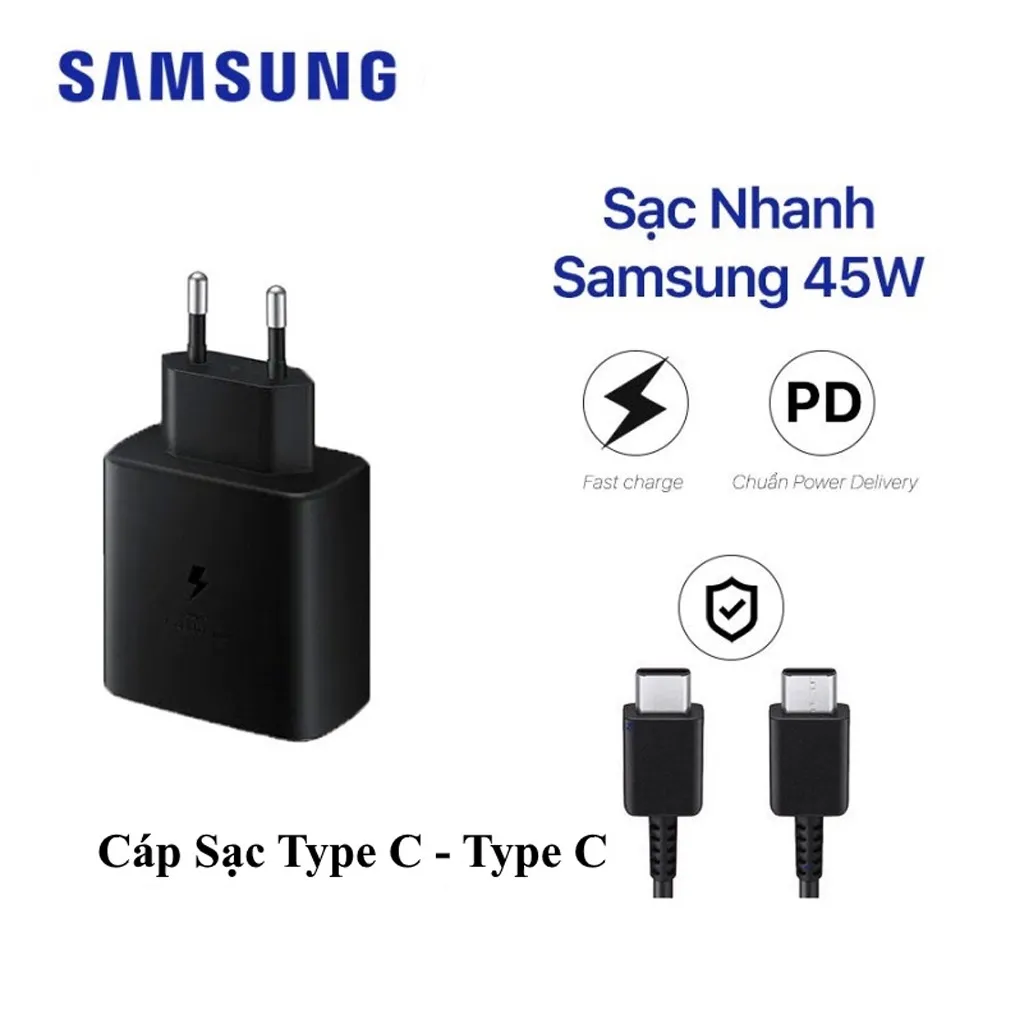Ảnh Cục sạc nhanh SAMSUNG 45w kèm dây sạc Samsung type C DYDX bảo hành 6 tháng 1