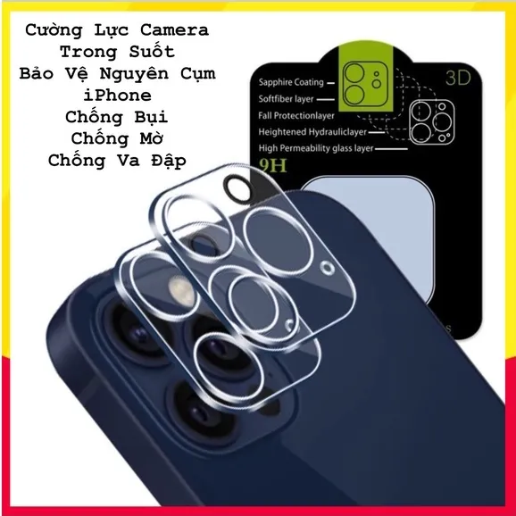 Ảnh Cường lực Camera iphone KTM ,bảo vệ toàn bộ camera iP Pro Max - iphone 11 Pro ,12 Pro, ip 12 13 14 Pro max 2