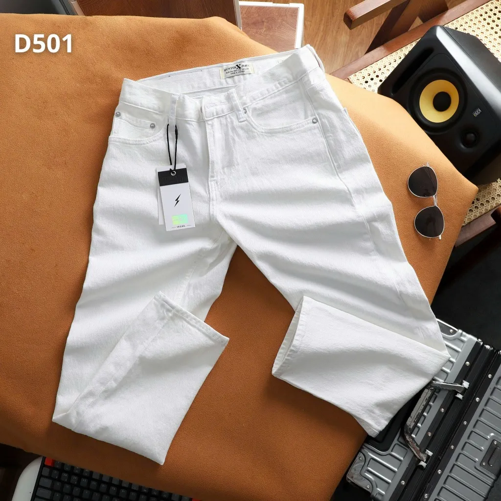 Ảnh D501 Quần dài jeans thun trắng JUSTMEN Nam Menswear 3