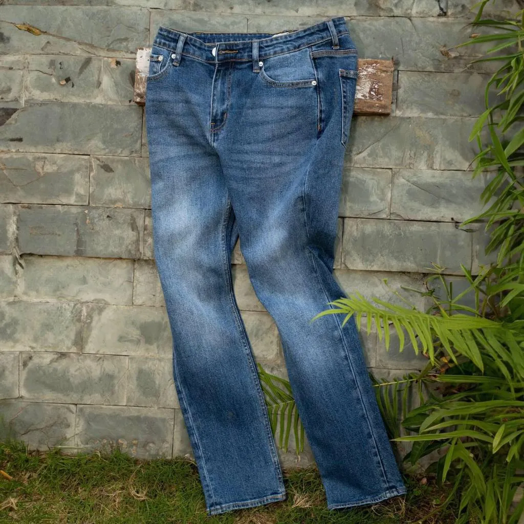 Ảnh D60 Quần Jeans Dài Justmen Form Slim Fit Gam Màu Xanh Đậm Phong Cách Quần Áo Nam 3