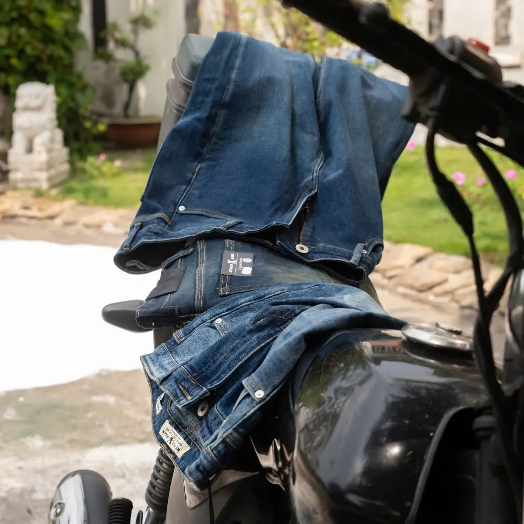 Ảnh D66 Quần Dài Jeans Xanh Đơn Giản Justmen Phong Cách Thời Thương 2
