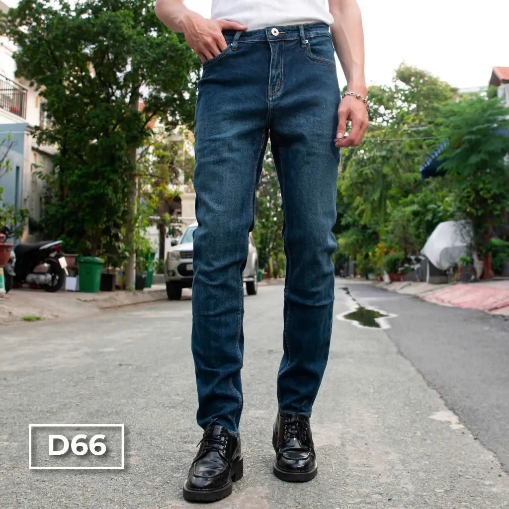 Ảnh D66 Quần Dài Jeans Xanh Đơn Giản Justmen Phong Cách Thời Thương 3