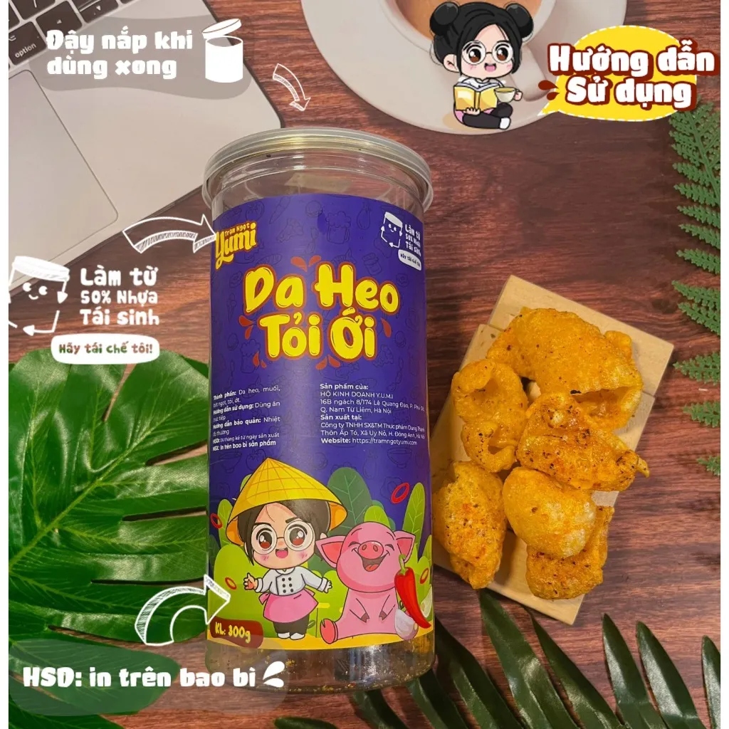Ảnh Da heo tỏi ớt Trạm ngọt Yumi đồ ăn vặt thịt thơm ngon giòn rụm 2