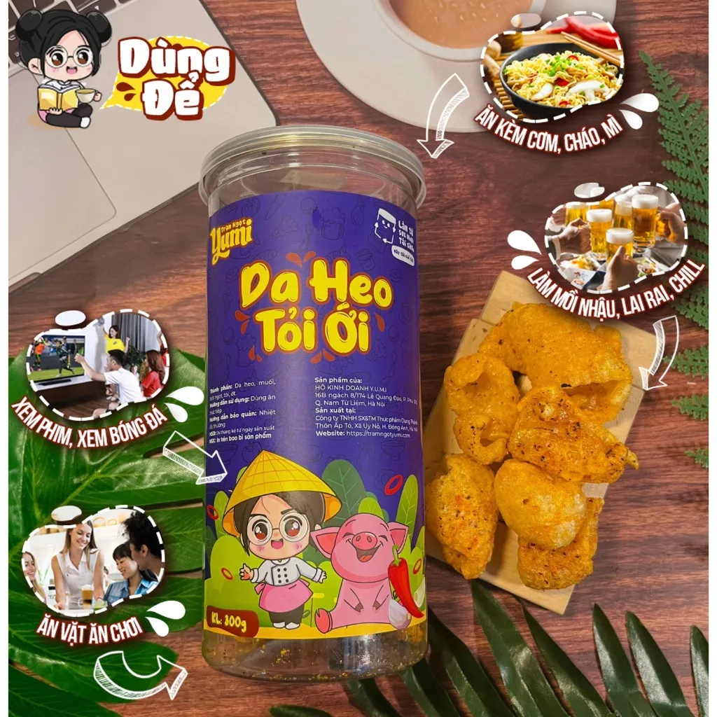 Ảnh Da heo tỏi ớt Trạm ngọt Yumi đồ ăn vặt thịt thơm ngon giòn rụm 3
