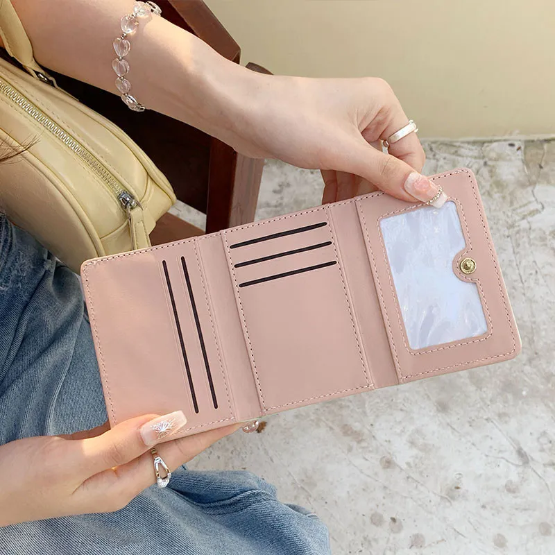 Ảnh Da PU Phong Cách Ngắn Tinh Tế Nơ Ví Nữ Dễ Thương Đa Năng Đa Năng Hộp Đựng Thẻ Ví Tiền Mặt 2