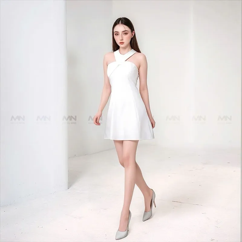 Ảnh Đầm cổ yếm dự tiệc MINA dáng xoè thiết kế chữ A chất liệu Cotton lạnh - MN176 2