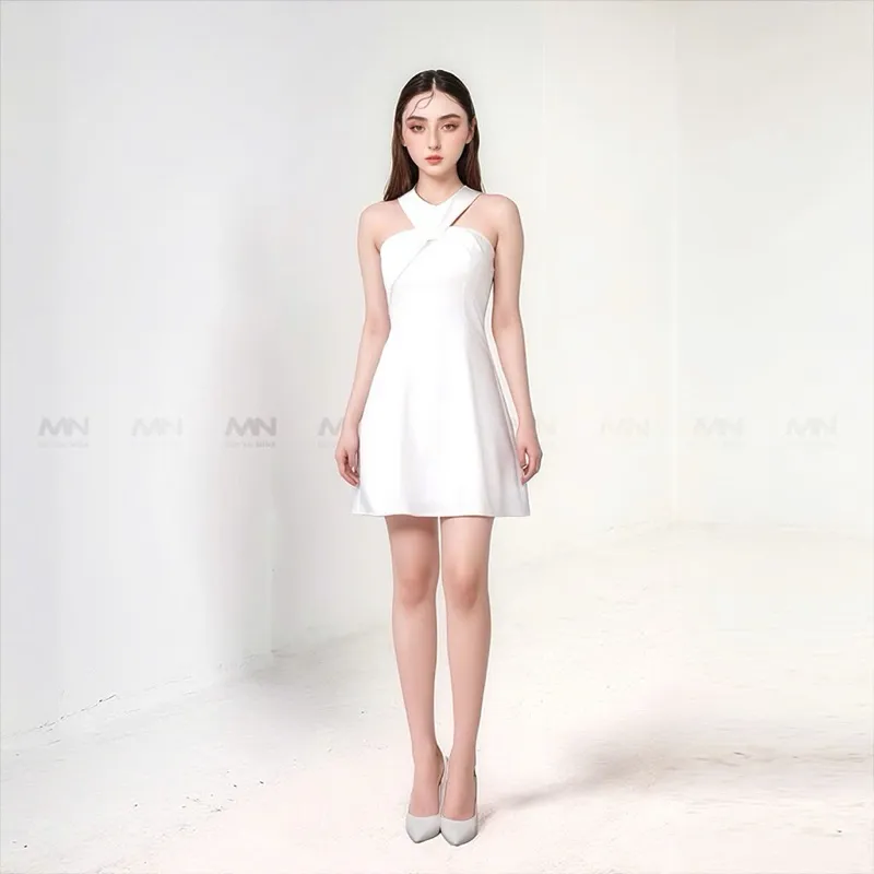 Ảnh Đầm cổ yếm dự tiệc MINA dáng xoè thiết kế chữ A chất liệu Cotton lạnh - MN176 3