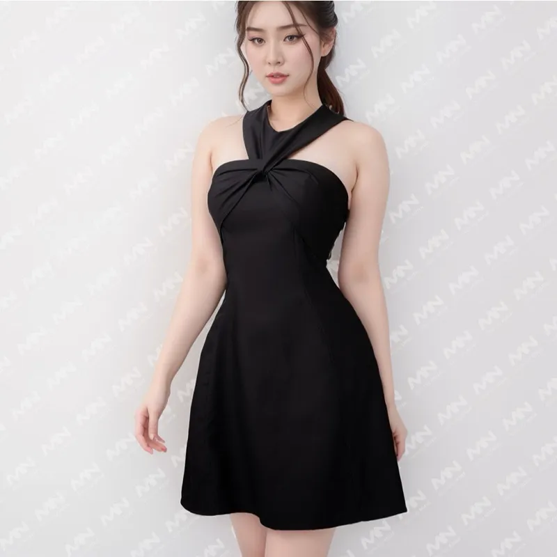 Ảnh Đầm cổ yếm dự tiệc MINA dáng xoè thiết kế chữ A chất liệu Cotton lạnh - MN176 4