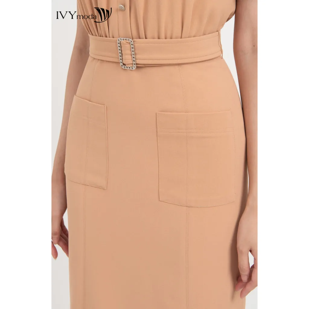 Ảnh Đầm dài phối túi kèm đai nữ IVY moda MS 48M8233 2