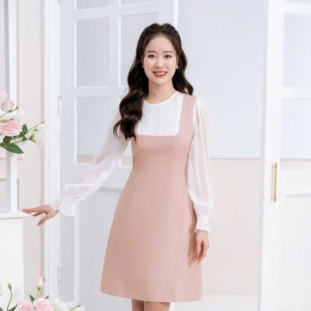 Ảnh Đầm Dáng A VIEN TRAN Tay Bồng Phối Voan V63R23Q004 1